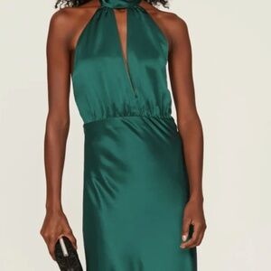 Something navy halter cut out gown emerald size XXL